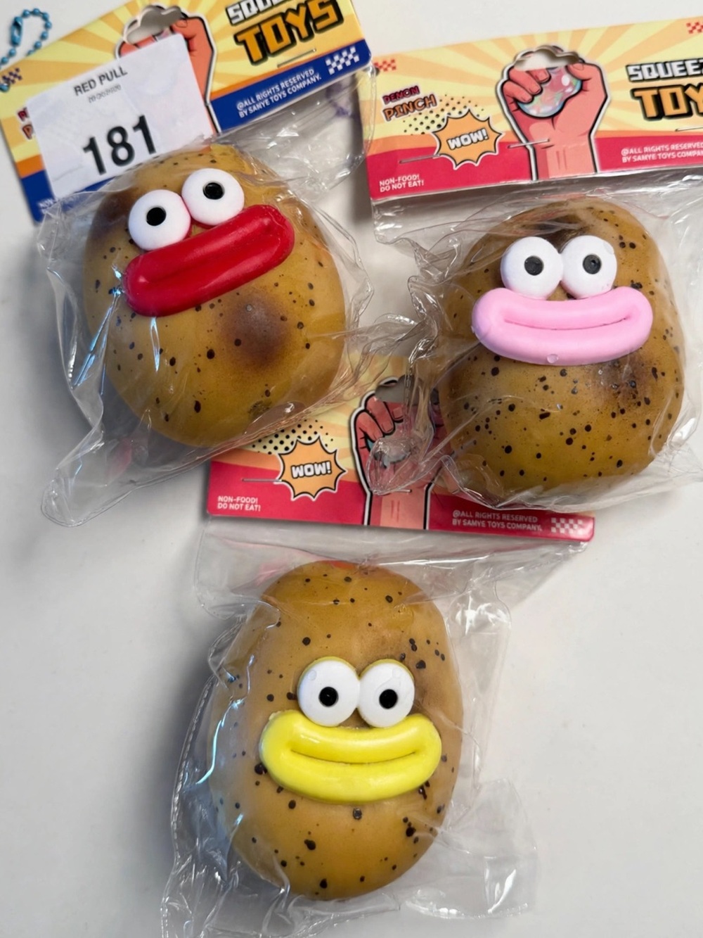 3 Squeezy Potato Red/Pink/Yellow